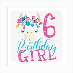 Kids 6 Year Old Gifts 6th Birthday Girlns Funny Llama Art Print