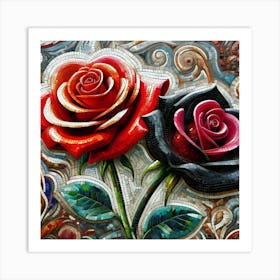 Mosaic Roses 1 Art Print