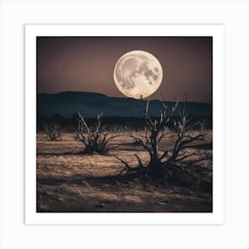 Full Moon Over Desert Art Print