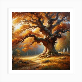 Oak Tree In Autumn Art Print