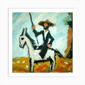 An Impressionist Oil Painting Of Don Quixote Art Print