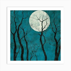 Full Moon Over Trees Art Art Print