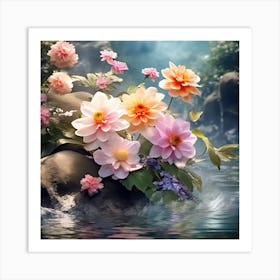 Flowers In The Water 1 Art Print