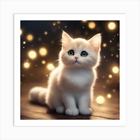 White Cat With Blue Eyes Art Print