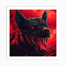 Scary Dog Emoji Dynamic Background 1 Art Print