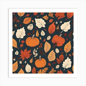 Autumn Leaves Seamless Pattern 2 Art Print