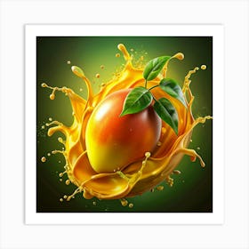 Mango With Splash Of Juice Art Print