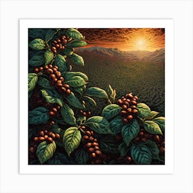 Coffee Beans At Sunset Art Print