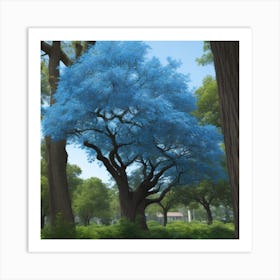 Blue tree for salon blue Art Print