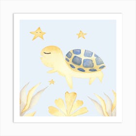 Cute Turtle Square Art Print