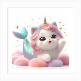 Cute Unicorn Cat Art Print