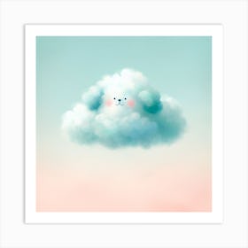 Cute Blue Dog Cloud Art Print