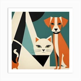 Cat And Dog Art Print