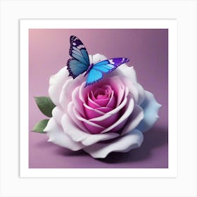 Rose With Butterfly 1 Art Print