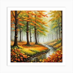 Forest In Autumn In Minimalist Style Square Composition 280 Art Print