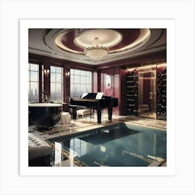 Luxurious Bathroom With A Piano Art Print