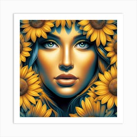 Sunflower Girl 3 Art Print