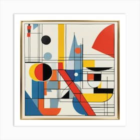 Abstract art in a Bauhaus style, with simple shapes and primary colors Art Print