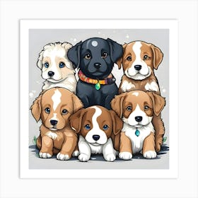 Dogs Animal Family Art Print