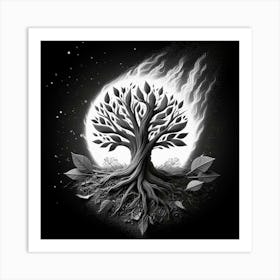 Black and white tree 2 Art Print