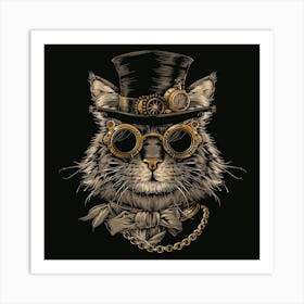 Steampunk Cat 4 Art Print