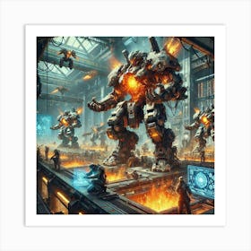 A Sci Fi Themed Scene Showcasing The Iron Ember Gu Mech Engineering Art Print