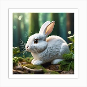 White Rabbit In The Forest 5 Art Print