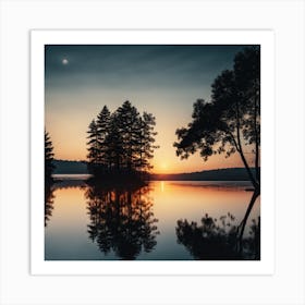 Sunset On A Lake Art Print