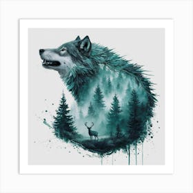 Wolf In The Forest Art Print