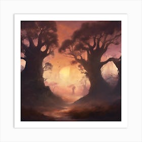 Forest At Sunset Art Print
