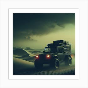 The Smuggler (sand, jeep, truck, buggy, gloomy, cargo) Art Print