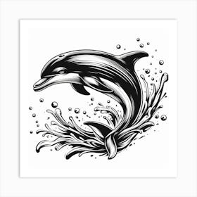 Line Art dolphin Art Print