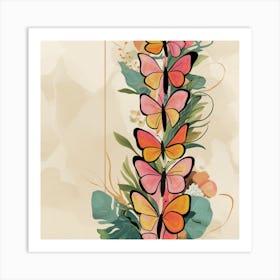 Butterflies On A Branch 1 Art Print