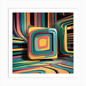 Vibrant Abstract Line Drawing With Bold Intersecting Strokes (3) Art Print