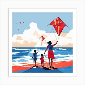 Kites On The Beach Art Print