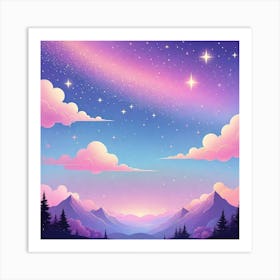 Sky With Twinkling Stars In Pastel Colors Square Composition 201 Art Print