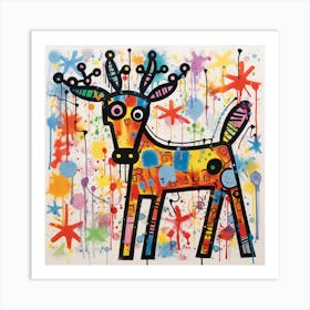 Deer Abstract Christmas Art Print