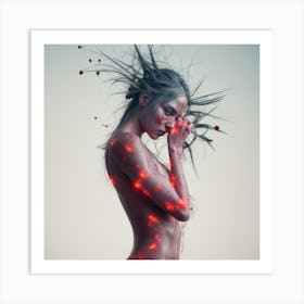 Woman Covered In Blood Art Print