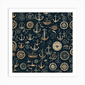 Anchors And Gears Art Print