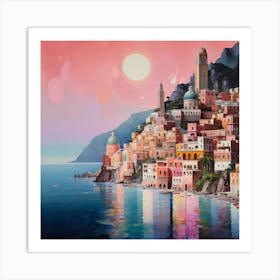 Sunset Dreams: Brushstrokes of the Mediterranean Art Print