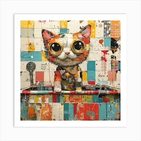 Cat In The Bath 1 Art Print