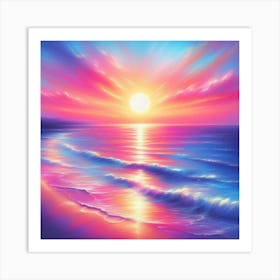 Sunset On The Beach 1 Art Print