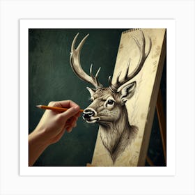 Deer Drawing 5 Art Print