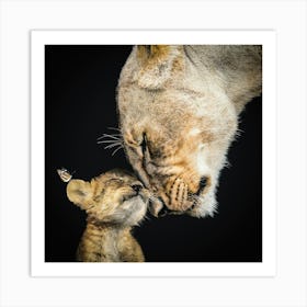 Lioness And Cub Art Print