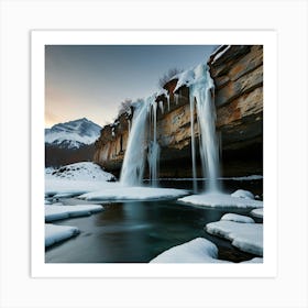 Waterfall In Winter 1 Art Print