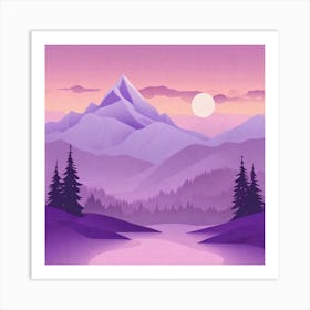 Misty mountains background in purple tone 33 Art Print