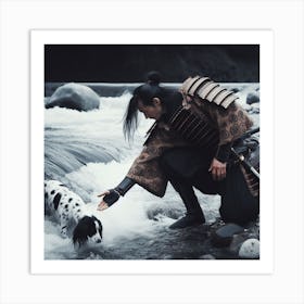 Samurai & Dog Art Print