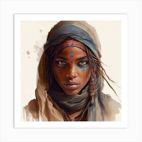 Watercolor Tuareg Woman #2 Art Print