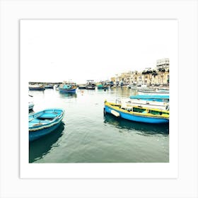 Fishing Boats In The Harbor Malta Art Print