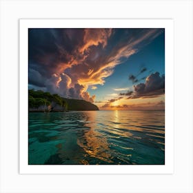 Sunset Over The Ocean 1 Art Print